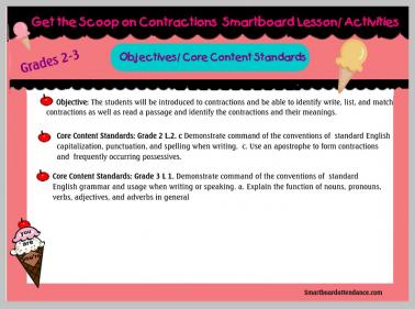 Get the Scoop on Contractions: Smartboard Lesson/Activity